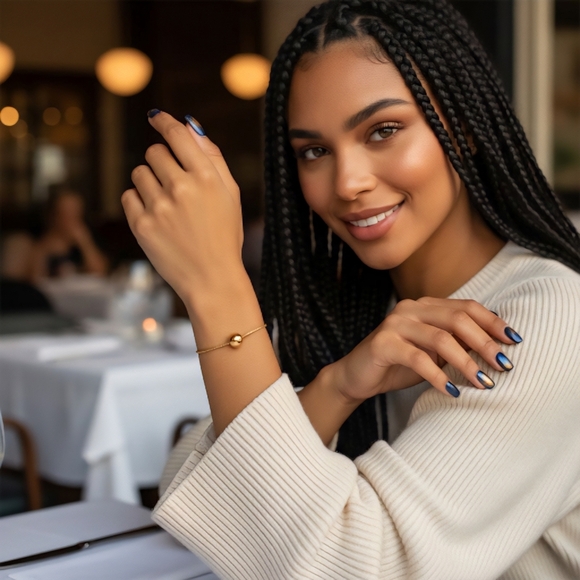 Elegant 18K Gold Plated Beaded Adjustable Bracelet | Minimalist Dainty Chic - Picture 10 of 15